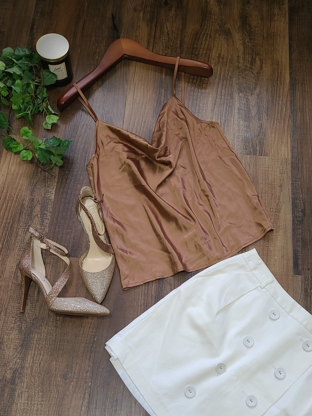 Rich Light Copper Brown Shiny Polyester Camisole NWT